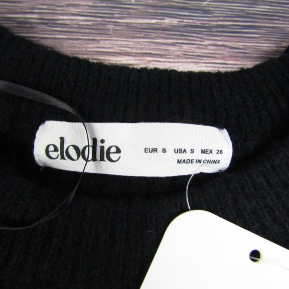 Elodie NEW Small Black Crewneck Sweater Knit Ribbed Comfy Winter Soft - Picture 2 of 8